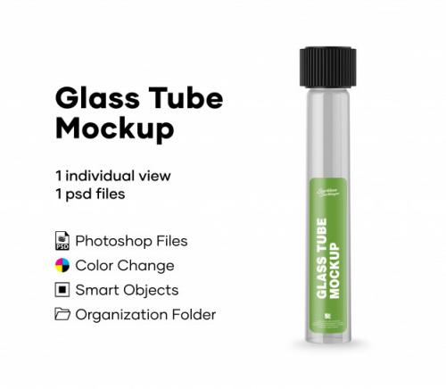 Glass Tube Mockup Premium PSD