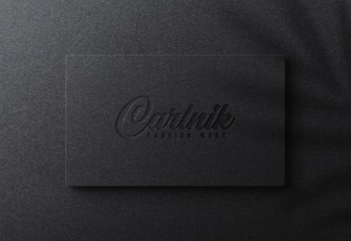 Logo Mockup On Black Business Card Premium PSD