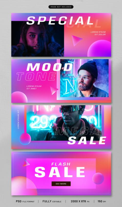 Neon Glow Banner Template Collection Premium PSD