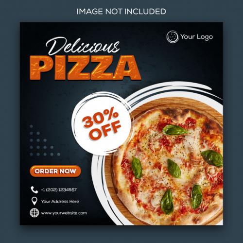 Pizza Food Menu Promotion Social Media Instagram Post Banner Template Premium PSD