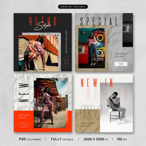 Retro Mood Post Template Collection Premium PSD