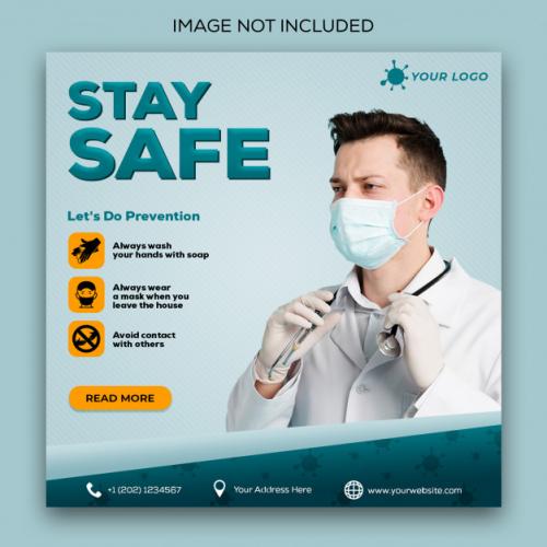 Stay Safe Banner Template Premium PSD