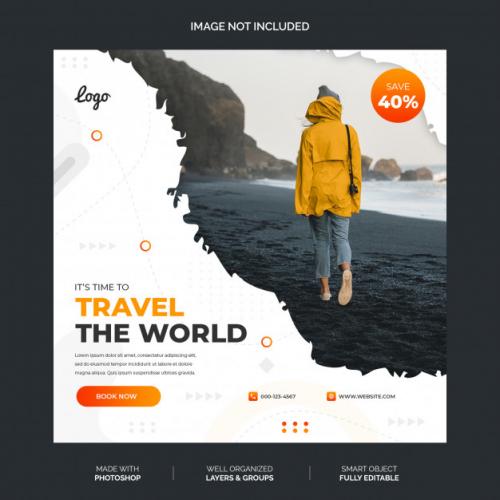 Abstract White And Orange Social Media Instagram Template Premium Premium PSD