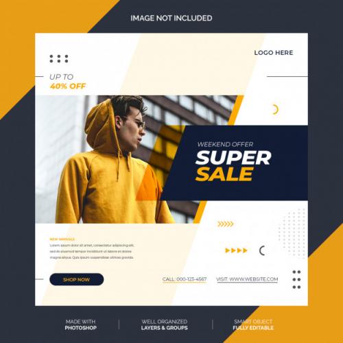 Abstract Yellow And Black Social Media Instagram Template Premium Premium PSD