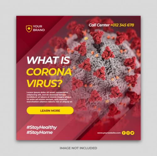 Coronavirus Banner For Social Media Instagram Post Template Premium PSD