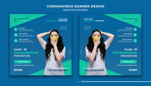 Coronavirus Prevention Banner For Social Media Post Design Concept Premium PSD