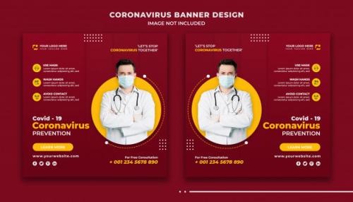 Coronavirus Social Media Post Banner Design Premium PSD