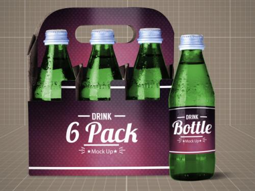 Drink Bottle And 6 Pack Mock Up Premium PSD