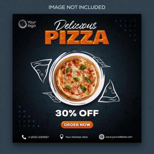 Pizza Food Menu Promotion Social Media Instagram Post Banner Template Premium PSD