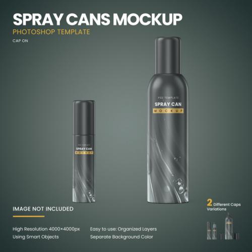 Spray Cans Mockup Premium PSD