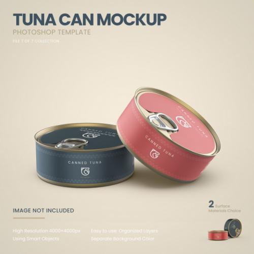 Tuna Cans Mockup Premium PSD