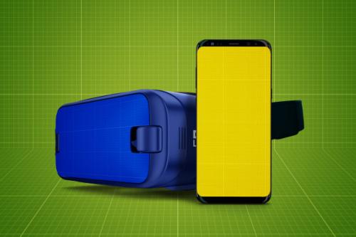 Vr Glasses And Mobile Mockup Premium PSD