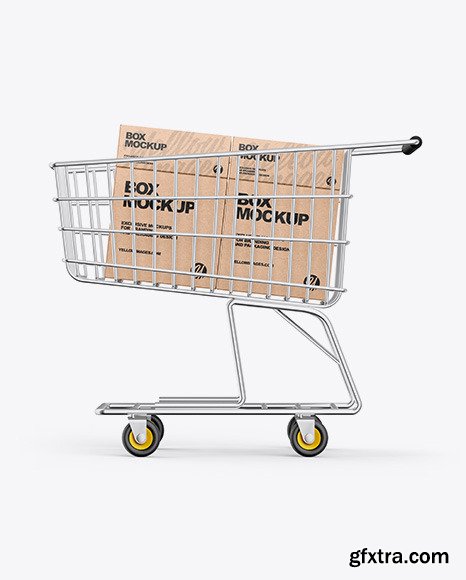 Shopping Cart W/ Kraft Boxes Mockup 58917