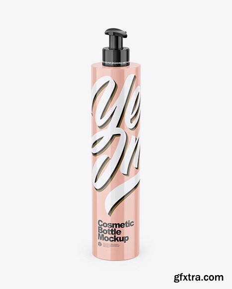 Glossy Cosmetic Bottle w/ Dispenser Mockup 58892