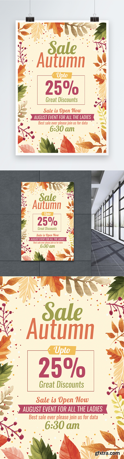 autumn sale discount poster template