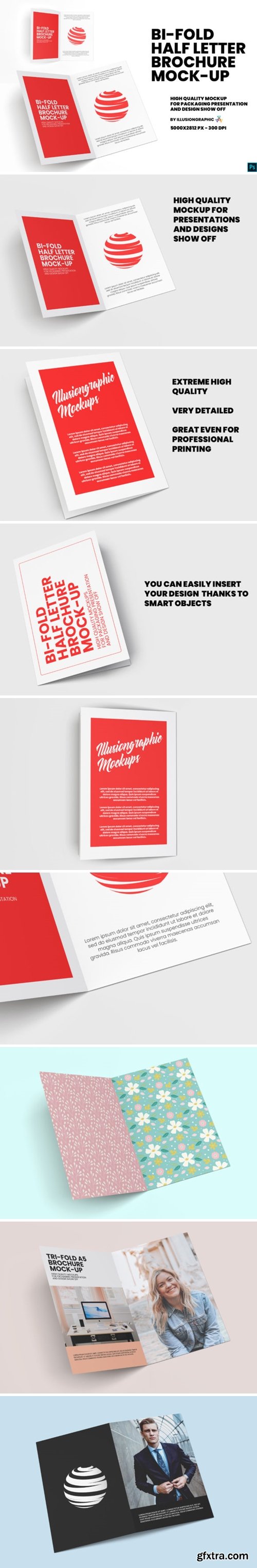 Bi-Fold Half Letter Brochure Mock-up 3938276