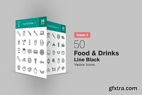 50 Food & Drinks Line Icons Season II