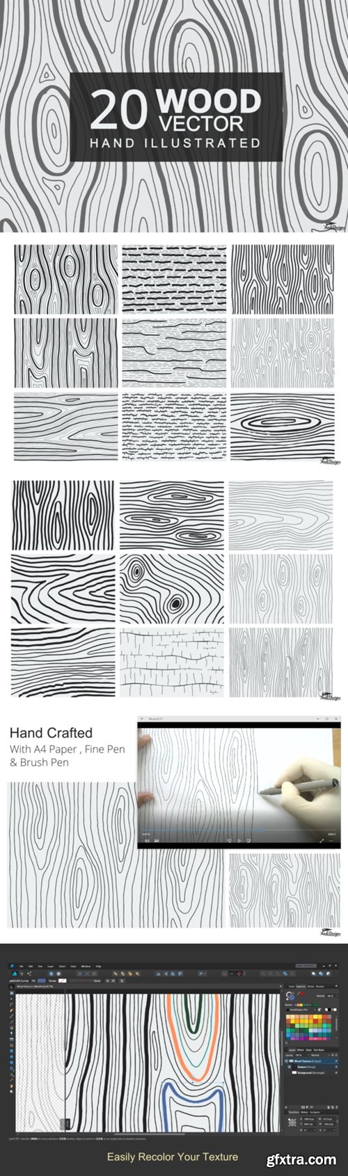 Hand Illustrated Wood Texture Vector 3944871