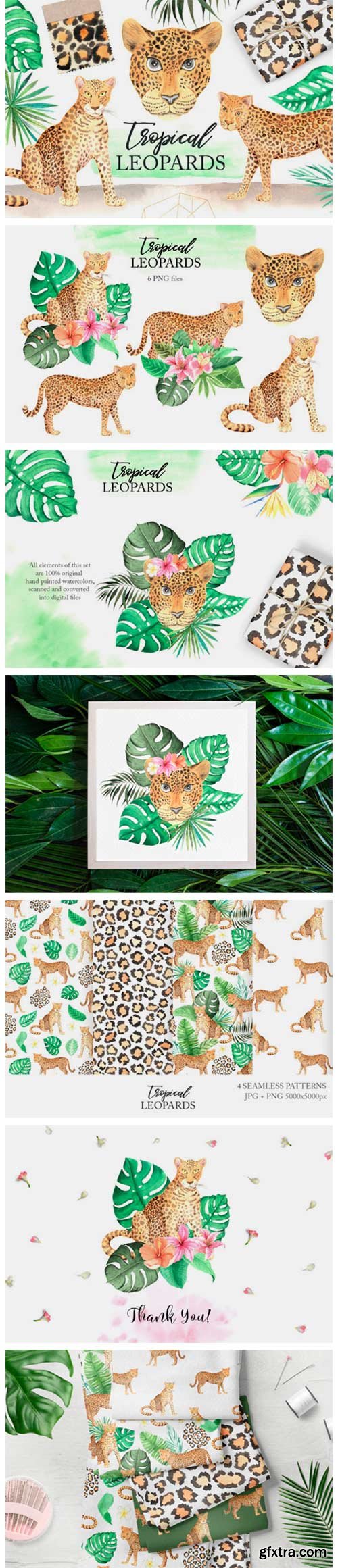 Watercolor Leopards in the Jungle 3672850