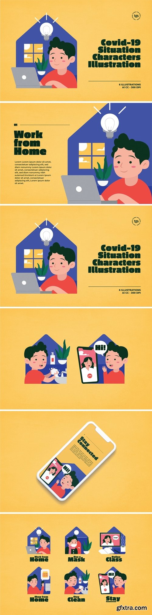 Covid-19 Situation Characters Illustration