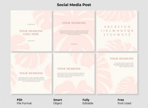 Abstract Botanical Shapes Instagram Post Template Banner With Fully Editable Psd Premium PSD