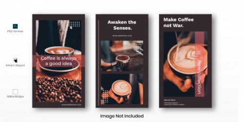 Coffee Instagram Stories Template Set Premium PSD