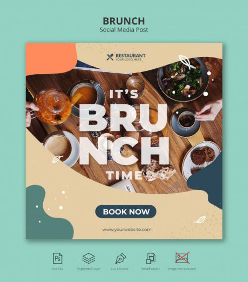 Food Brunch Social Media Square Instagram Post Template Premium PSD