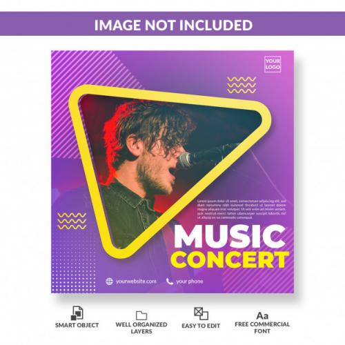 Music Event Social Media Post Template Premium PSD