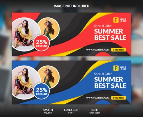 Summer Best Sale Facebook Cover Template Premium PSD
