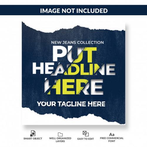 Torn Paper Text Effect Social Media Post Template Premium PSD