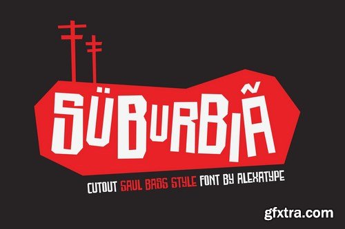 SUBURBIA - cutout saul bass style font