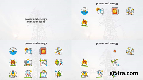 me14680841-power-energy-flat-animated-icons-montage-poster