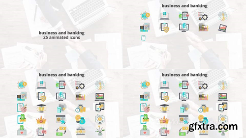 me14680887-business-banking-flat-animation-icons-montage-poster