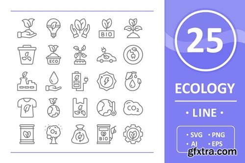 25 Ecology Icons - Line