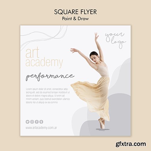 Art academy square flyer design 