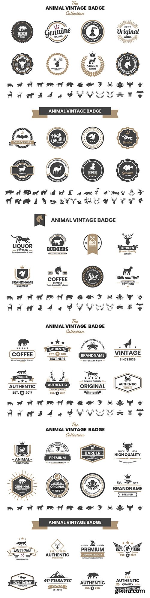 Animal vintage design badges and emblems
