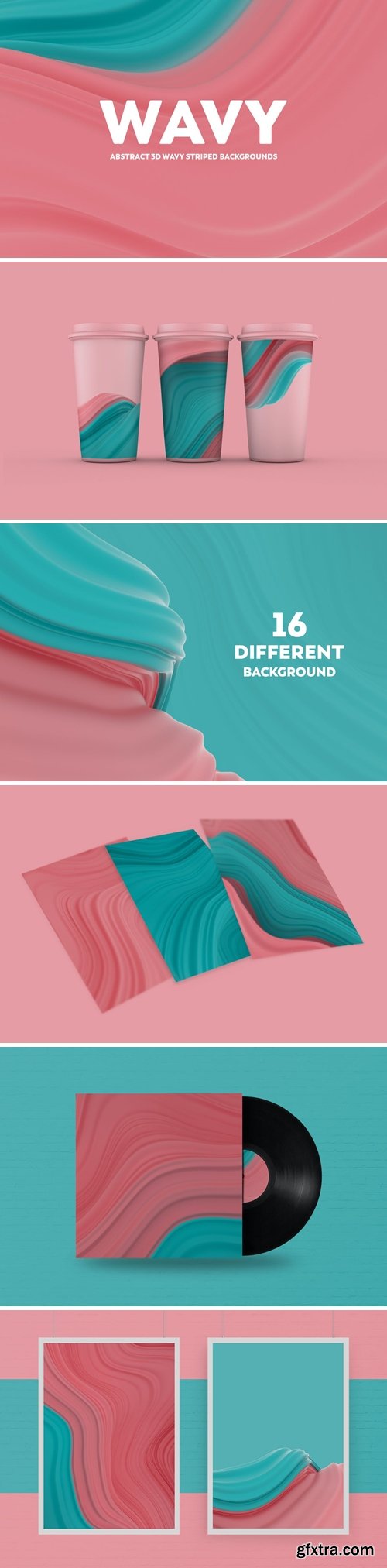 Abstract 3D Wavy Striped Backgrounds