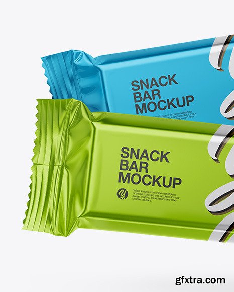 Two Metallic Snack Bars Mockup 58978