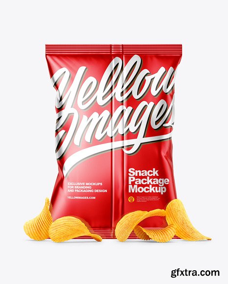 Metallic Snack Package with Riffled Potato ChipS Mockup 58919