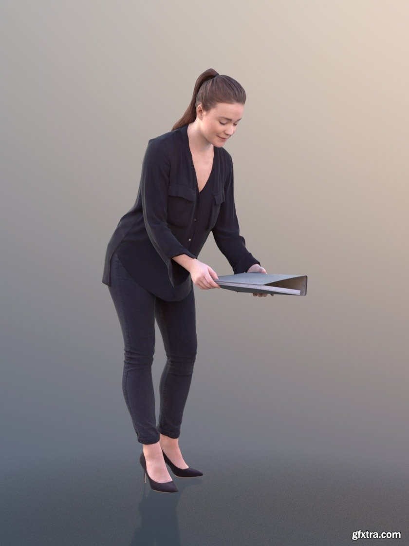 Working Business Girl Low Poly 3d Model Gfxtra