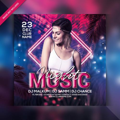 Music Night Party Flyer Premium PSD