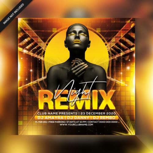 Remix Night Party Flyer Premium PSD