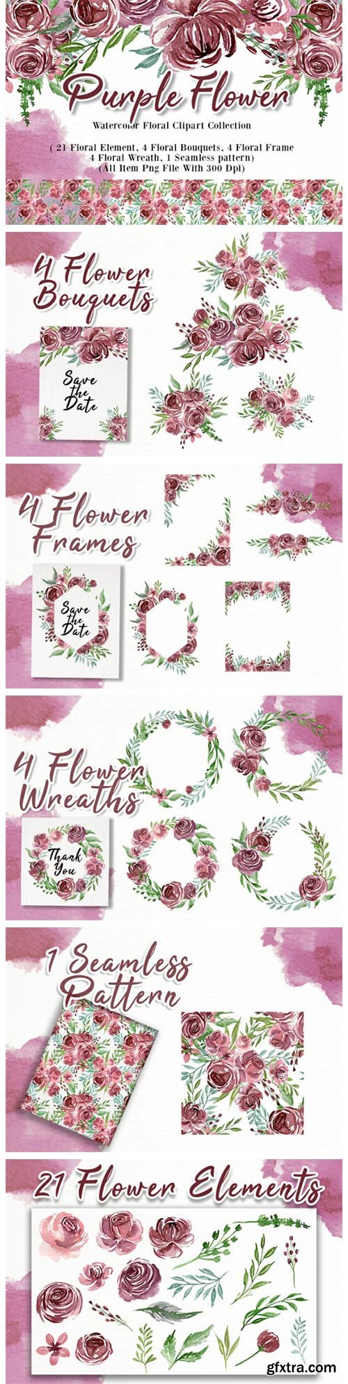 Flower Purple Watercolor Illustration 3959133