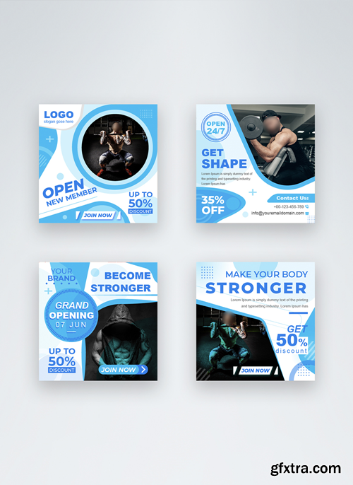 fitness gym social media post banner bundle