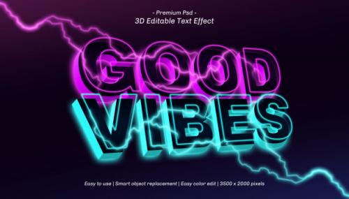 3d Good Vibes Editable Text Effect Premium PSD