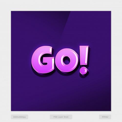 3d Purple Text Style Effect Premium PSD