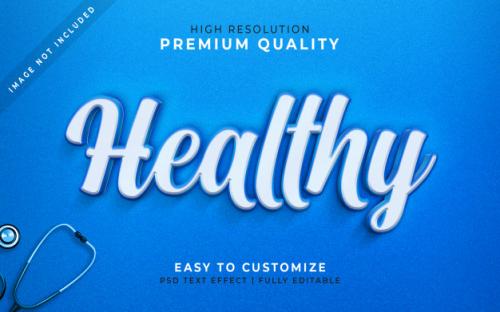 Be Healthy 3d Text Style Effect Blue Mockup Premium PSD