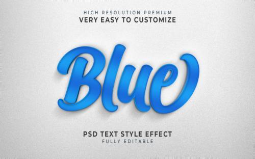 Blue 3d Text Style Mockup Premium PSD