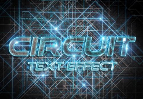 Blue Circuit Style Text Effect Premium PSD