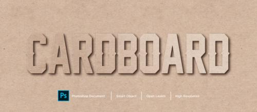 Cardboard Text Effect Design Photoshop Layer Style Premium PSD